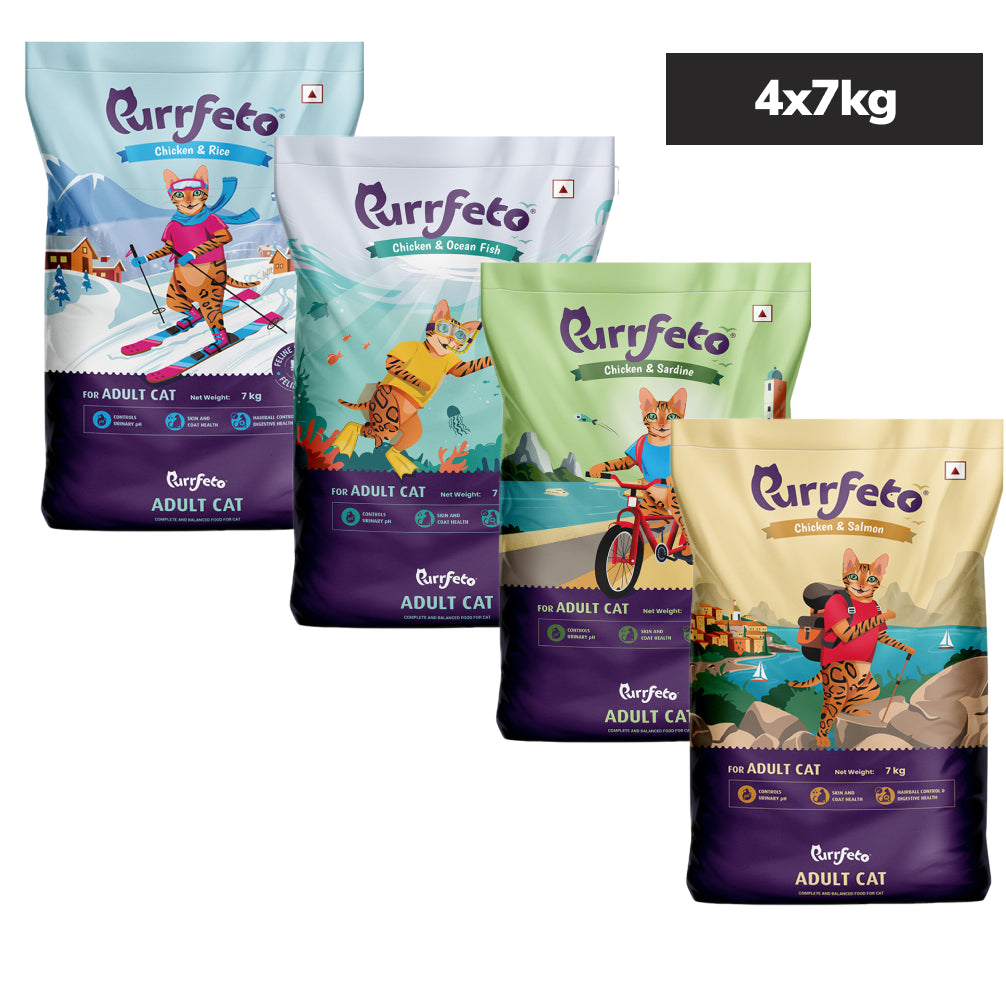 Purrfeto Chicken & Rice and Chicken & Ocean Fish and Chicken & Sardine and Chicken & Salmon Combo Adult Cat Dry Food