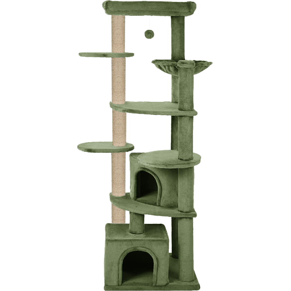 Furrlovers Multilevel Cat Tree with Scratching Posts, Condo & Top Bed with Jute Rope (Green)