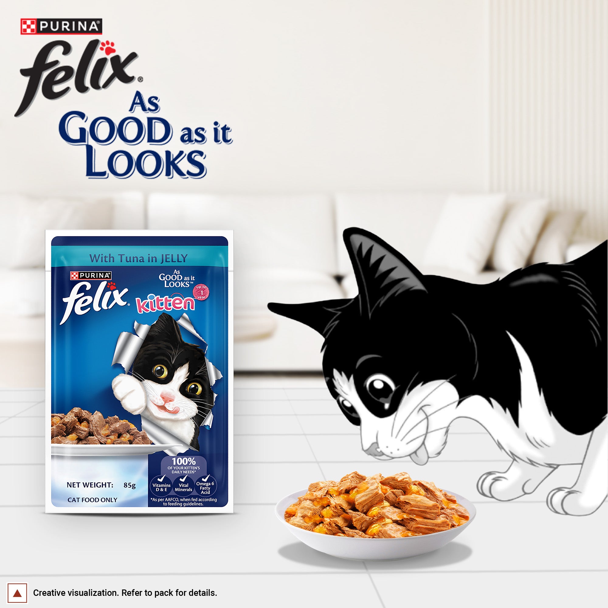 Purina Felix with Tuna in Jelly Complete and Balanced Kitten Wet Food image 2