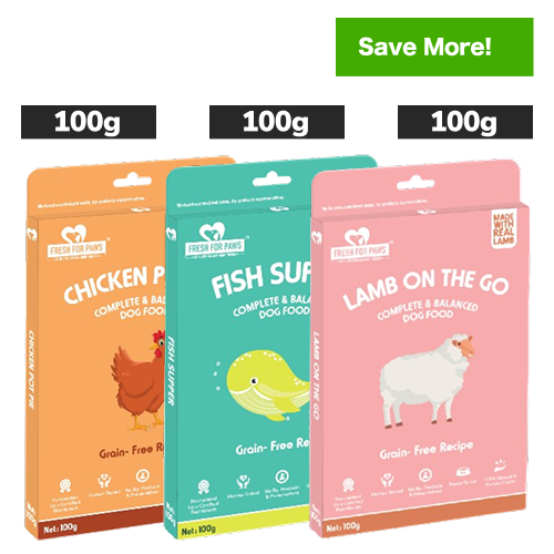 Fresh For Paws Chicken Pot Pie and Fish Supper and Lamb On The Go Wet Dogs Food Combo