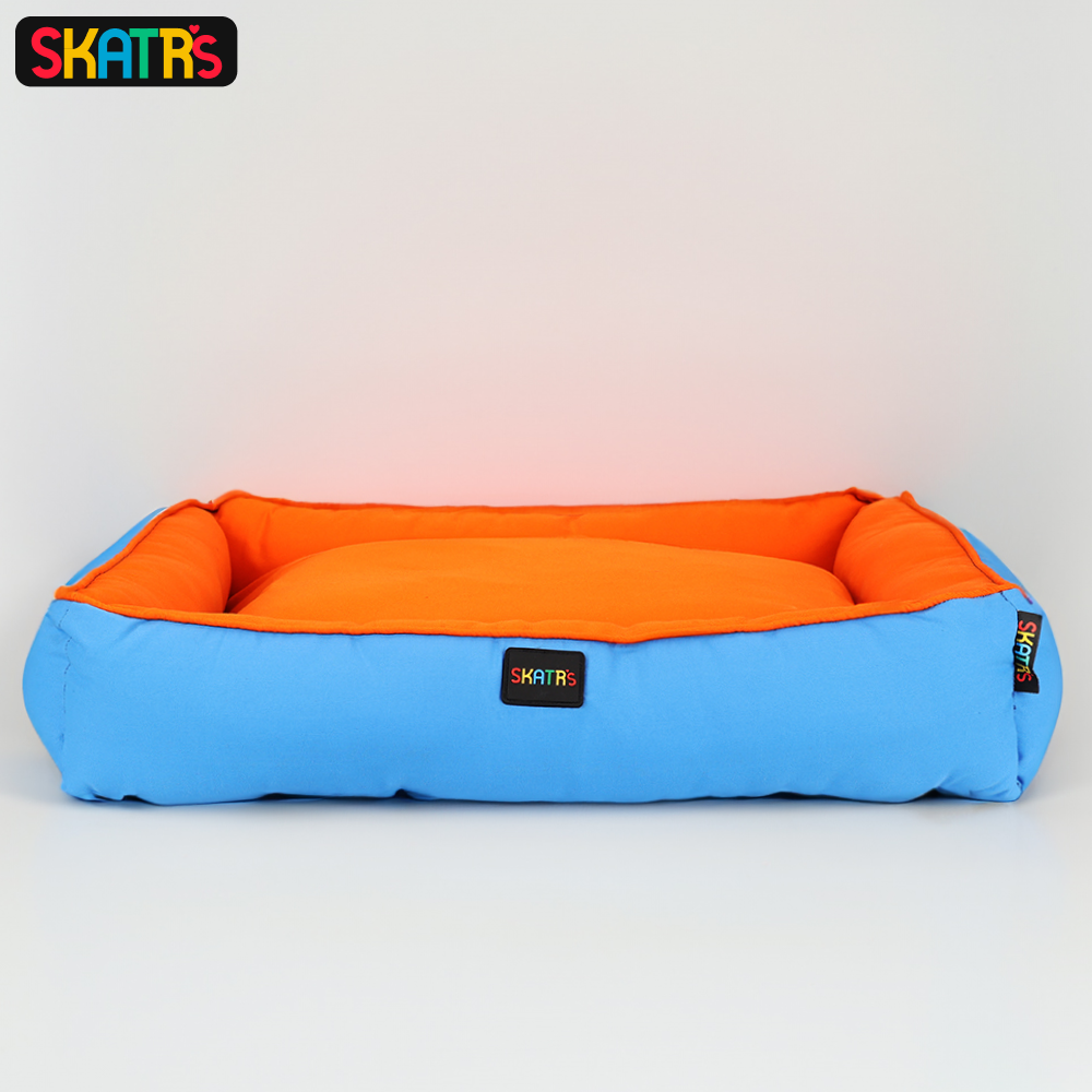 Skatrs Square Shaped Bed for Dogs & Cats (Orange & Blue) image 8