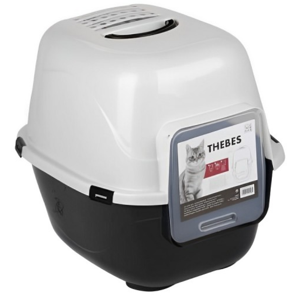 M Pets THEBES Litter Box for Cats (Black/White)
