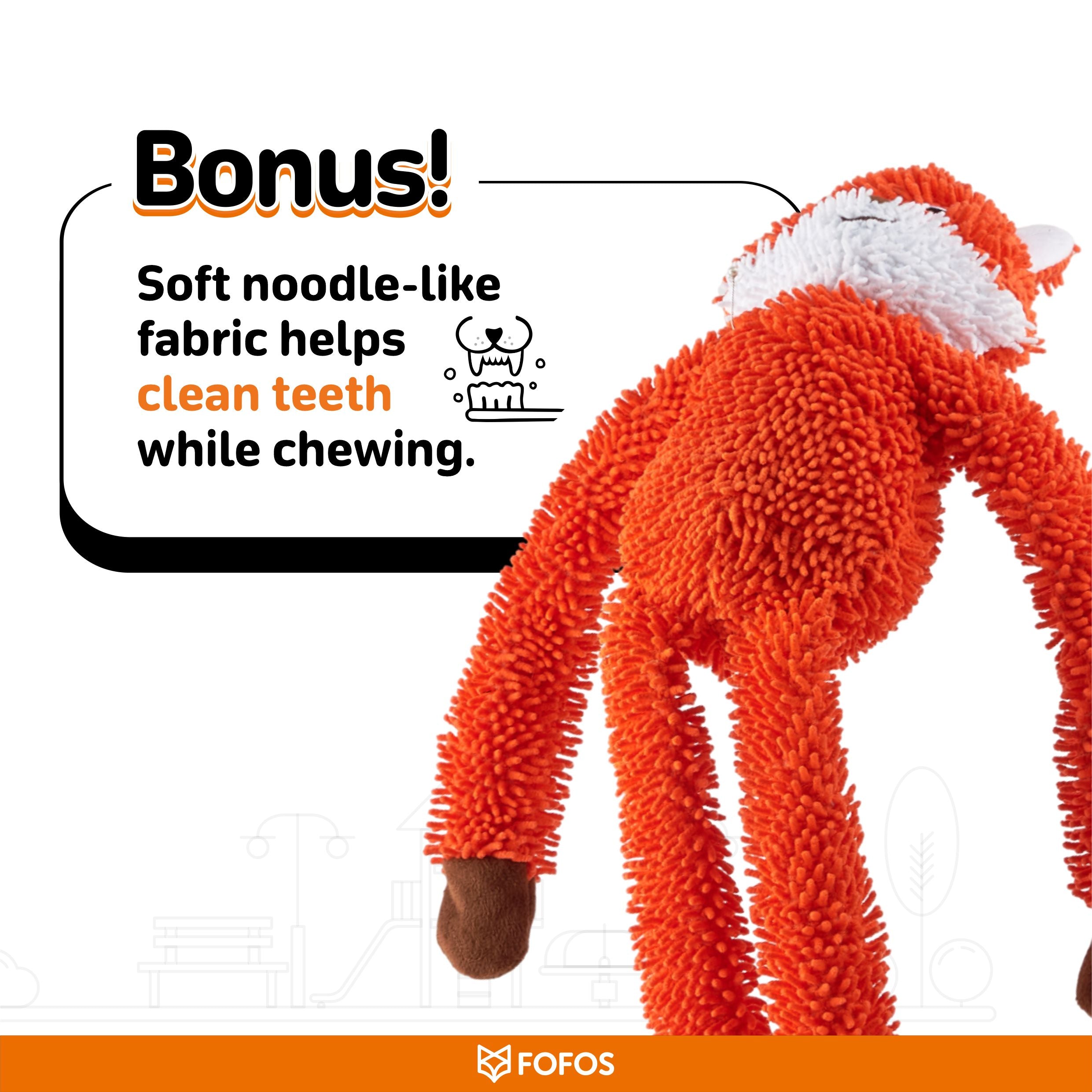 Fofos Fox Long Body Tough Plush Toy for Dogs image 4