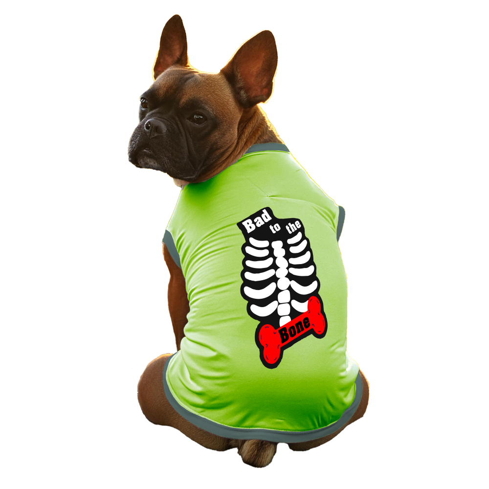 Cheeku Bad to The Bone Graphic Cotton T Shirt For Dogs and Cats (Sharp Green) image 2