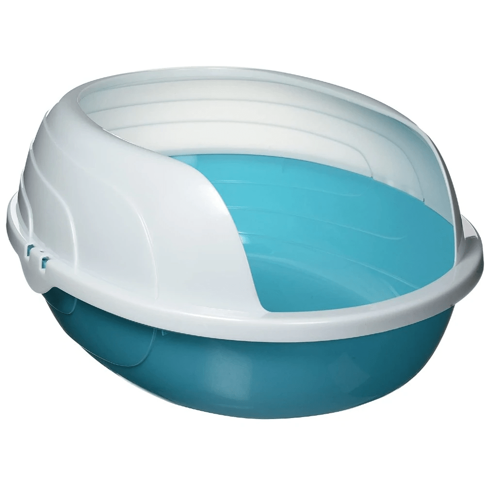 M Pets Sherbin Litter Tray with Rim for Cats (Blue/White) image 2