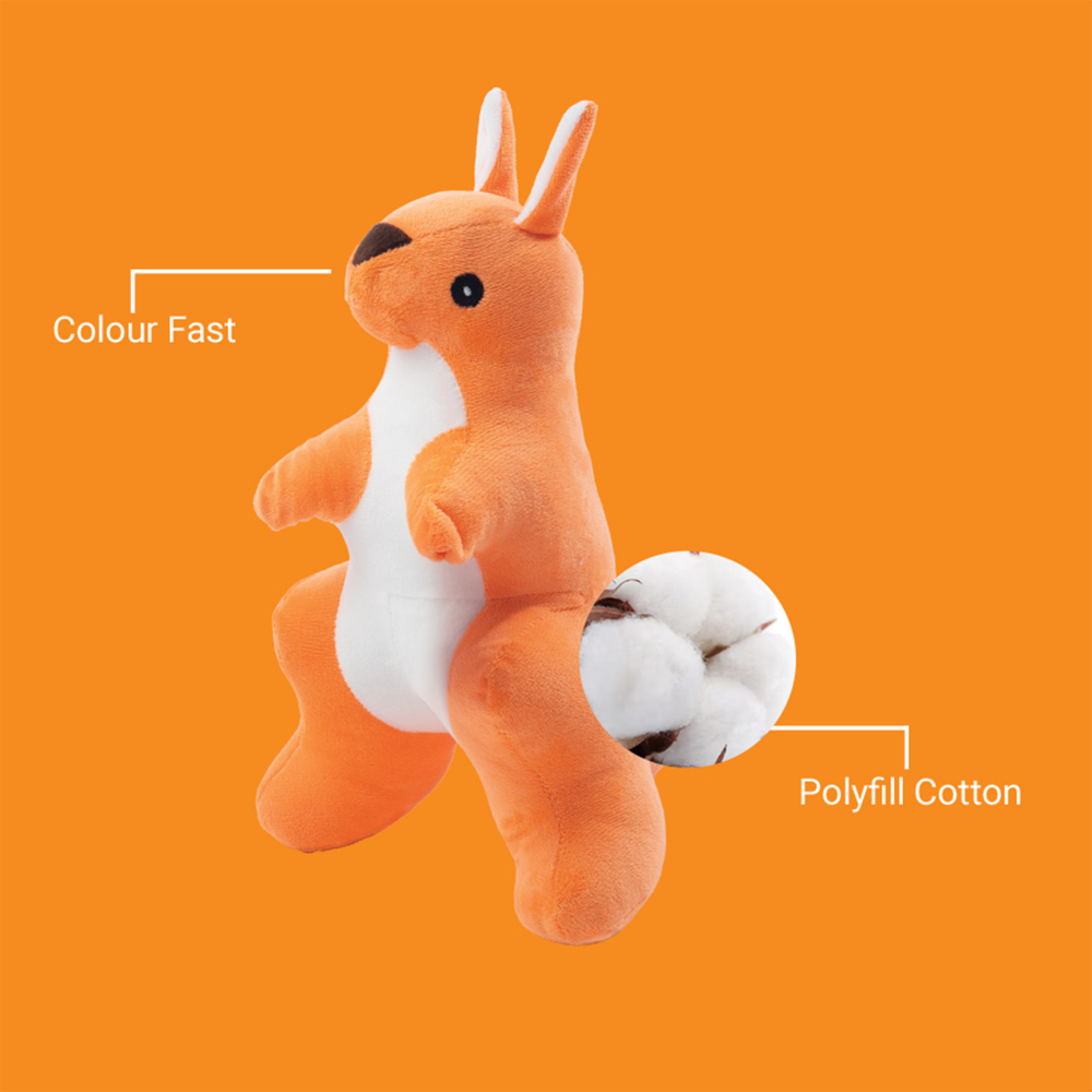 Kibbo Non Toxic & Durable Soft Stuffed Kangaroo Chew Toy for Dogs and Cats (Neon Red) image 4