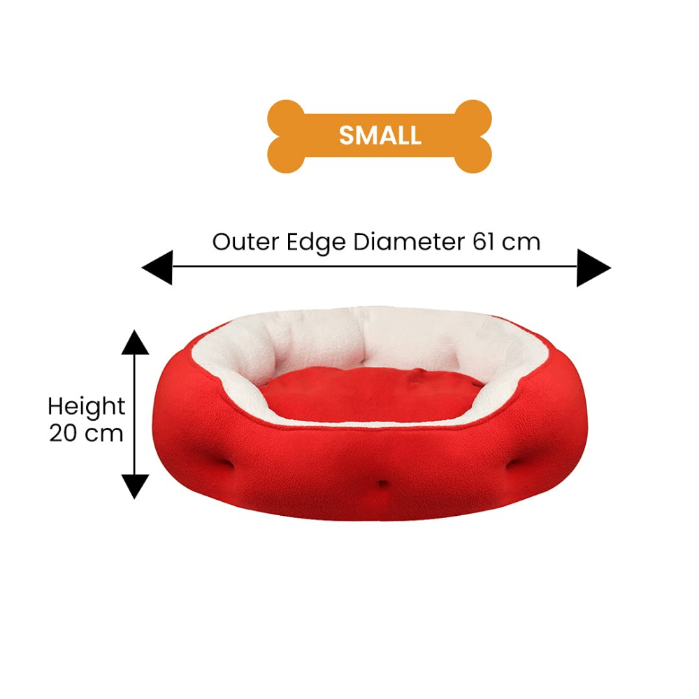 Hiputee Soft Dual Fabric Reversible Washable Bed with Cover for Dogs and Cats(White Sherpa Red Fleece) image 2