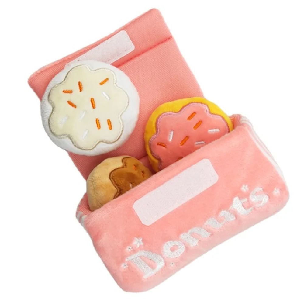 Talking Dog Club Donut Box with 3 Detachable Donut Interactive Plush Toy for Dogs (Pink) image 4