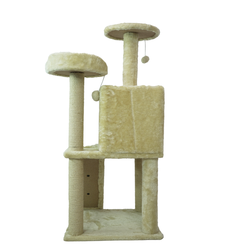 Skatrs Kitty Kastle Multi Level Cat Tree with Condo, Scratching Post, Platform and Ladder Toy (Beige) image 6