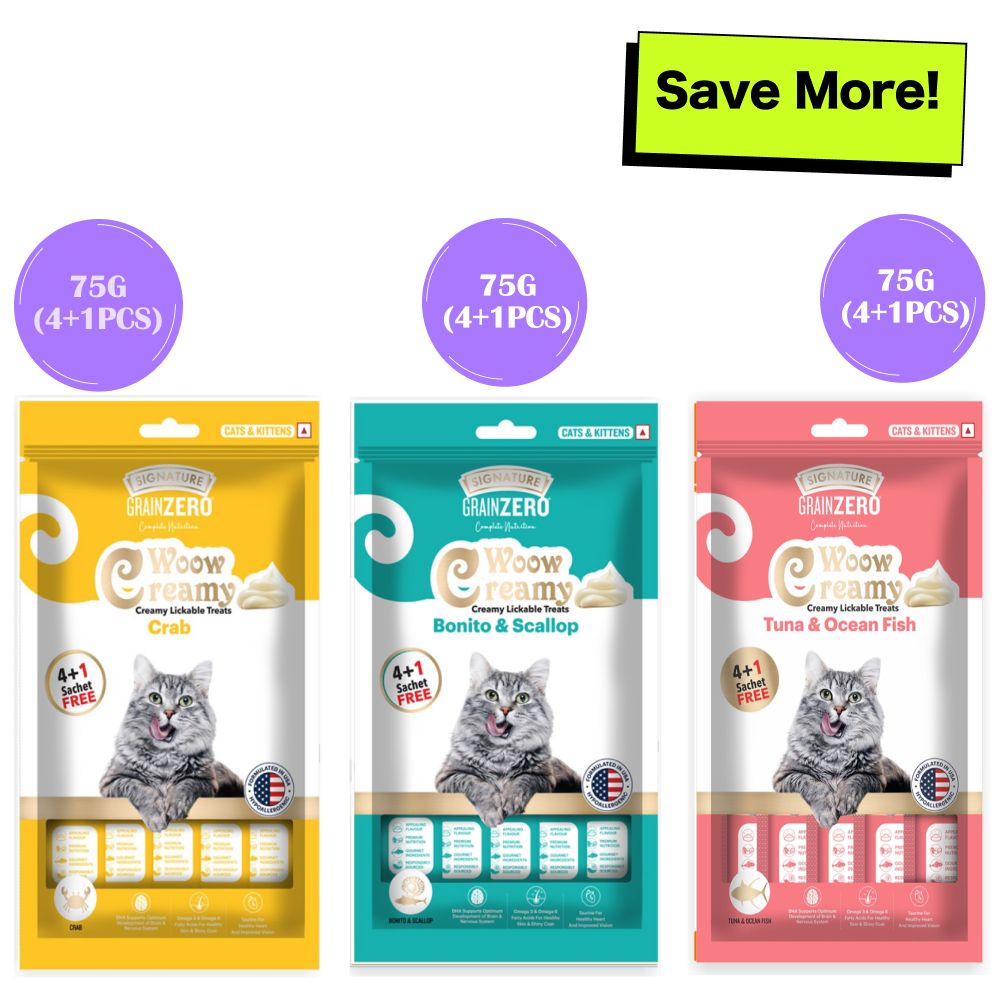 Signature Grain Zero Crab, Bonito and Scallop and Tuna and Ocean Fish Lickable Creamy Cat Treats Combo image 1