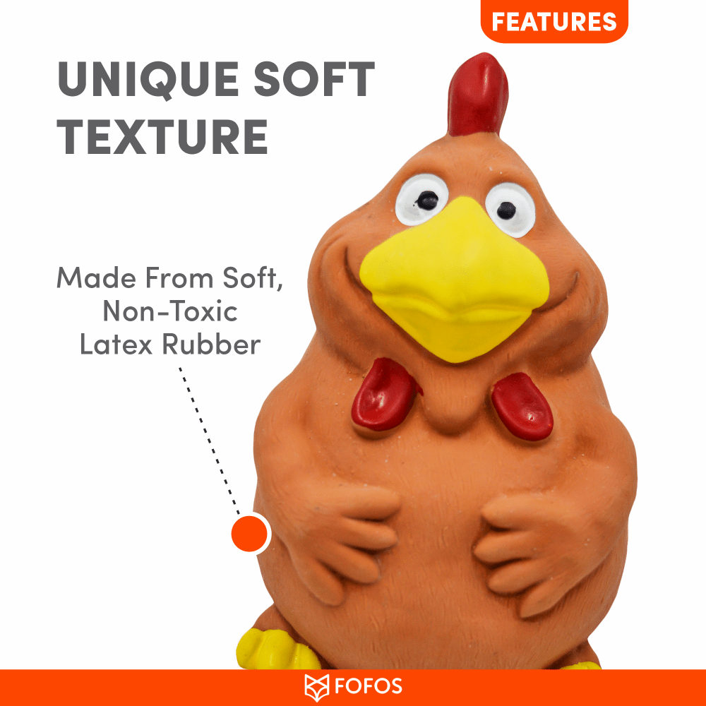 Barkbutler x Fofos Latex Bi Rooster Squeaky Toy for Dogs (Brown) image 7