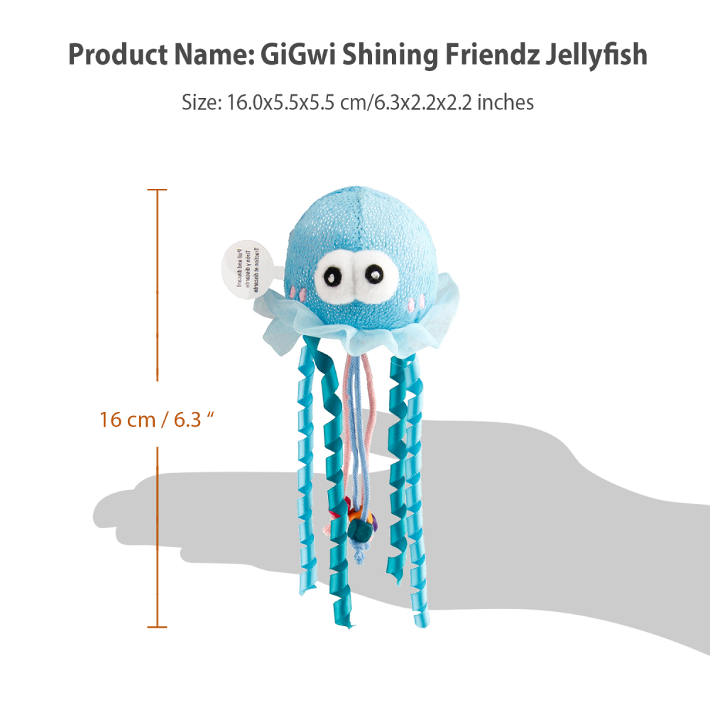 GiGwi Shinning Friends Jellyfish with LED light and Catnip inside Toy for Cats (Blue) image 2