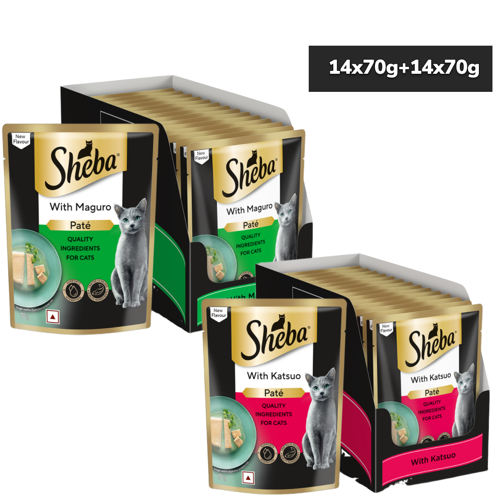 Sheba Maguro, Katsuo Rich Premium Adult Wet Food Combo for Cats