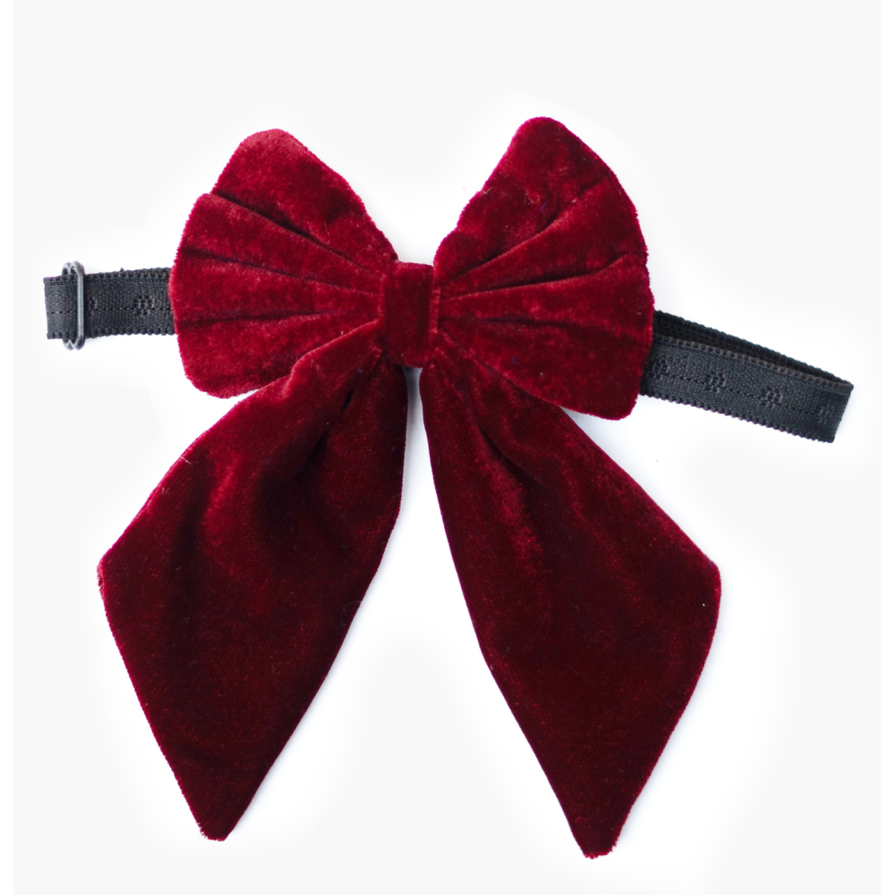 Pawgypets Pigtail Bowtie for Dogs and Cats (Maroon) image 2