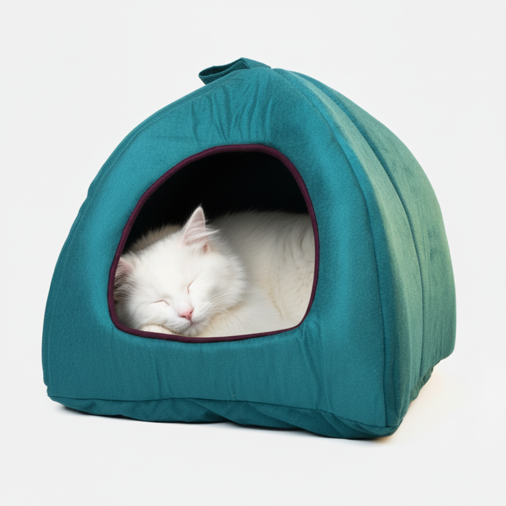 Skatrs Cozy House for Cats, Kittens and Small Dogs (Teal Blue and Purple)