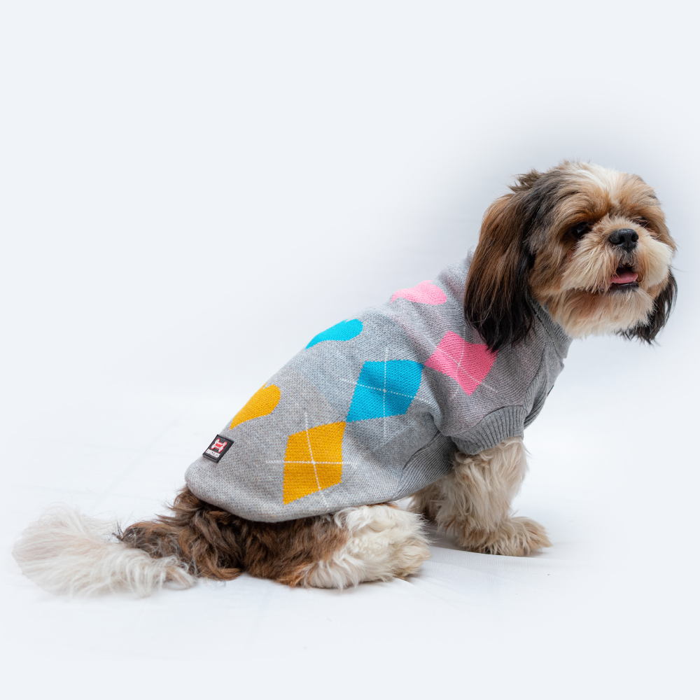 Pawgypets High Neck Cable Kint Sweater for Dogs and Cats (Grey) image 3