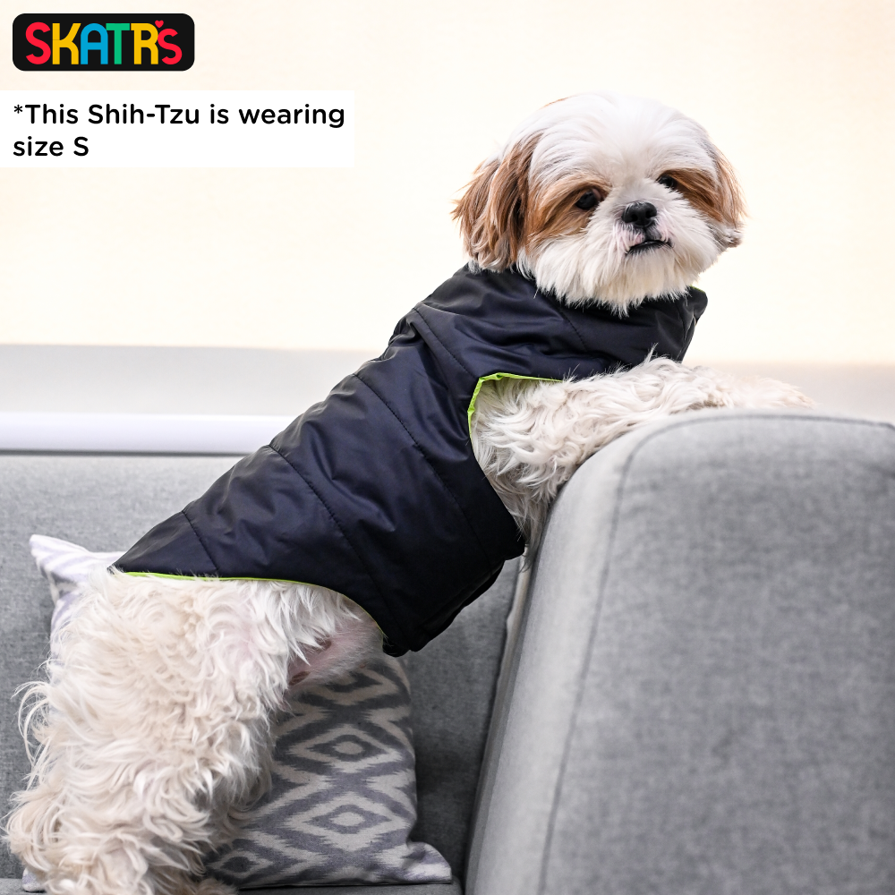 Skatrs Midnight Blue Puffer Reversible Jacket for Dogs and Cats | With Adjustable Baby Velcro image 10