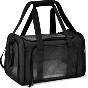 KUTKUT Soft Sided Airline Approved Foldable Travel Carrier for Small Dogs & Cat (Black)