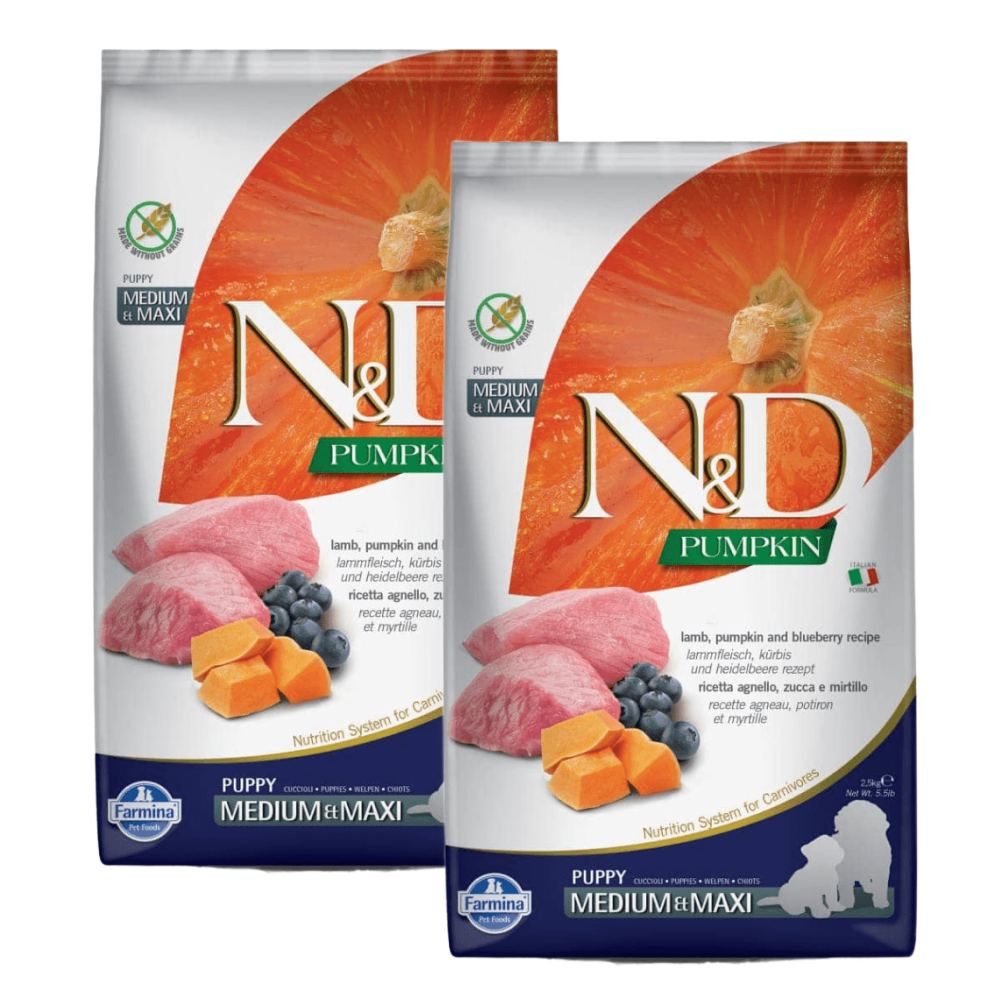 Farmina N&D Pumpkin Lamb & Blueberry Grain Free Puppy Medium Maxi Dog Dry Food image 10