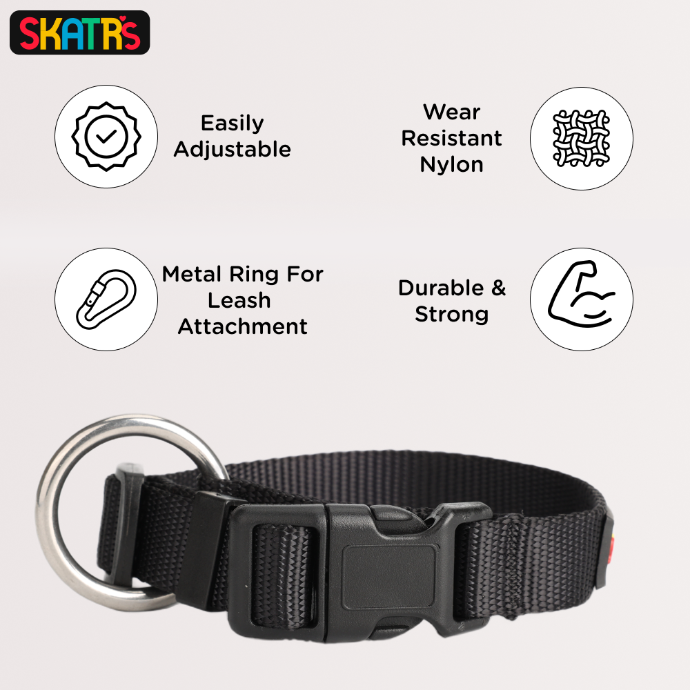 Skatrs Nylon Collar for Dogs and Cats (Black) image 3