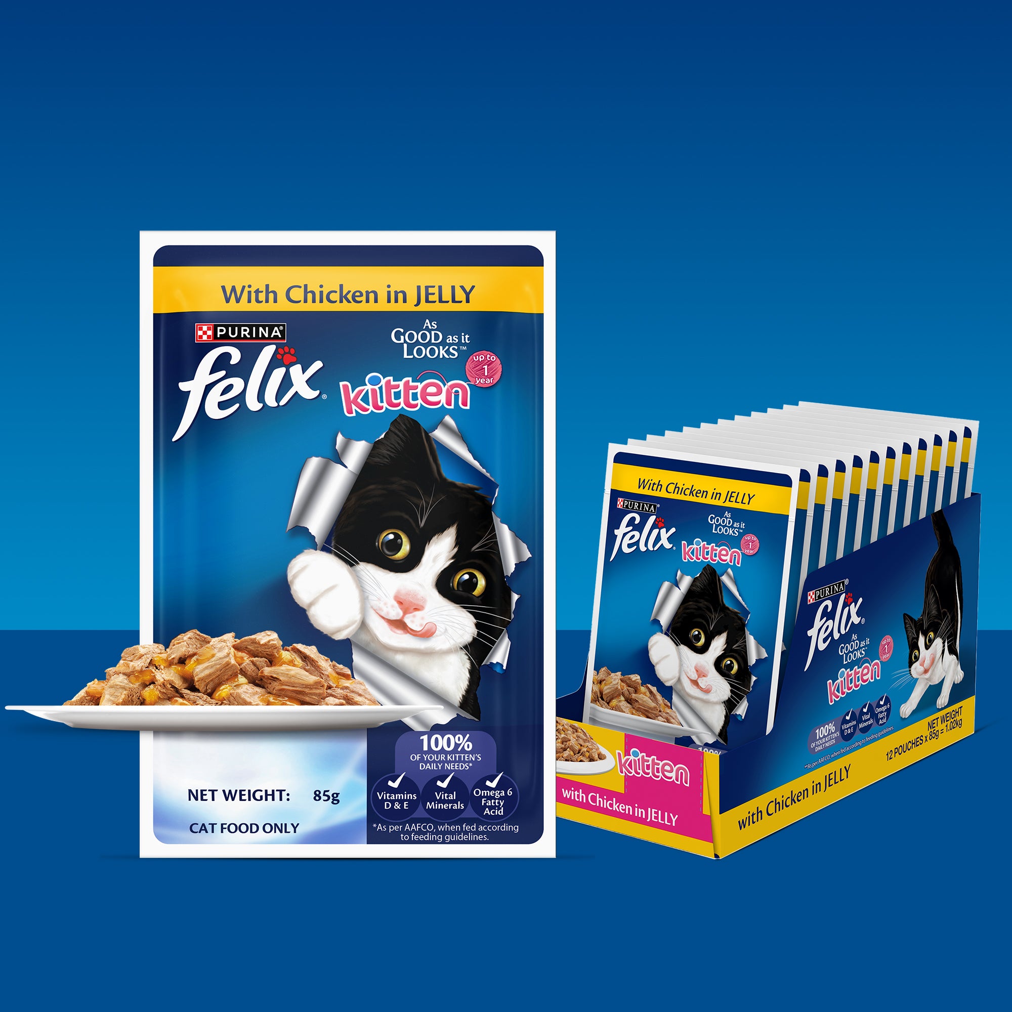 Purina Felix with Chicken in Jelly Complete and Balanced Kitten Cat Wet Food
