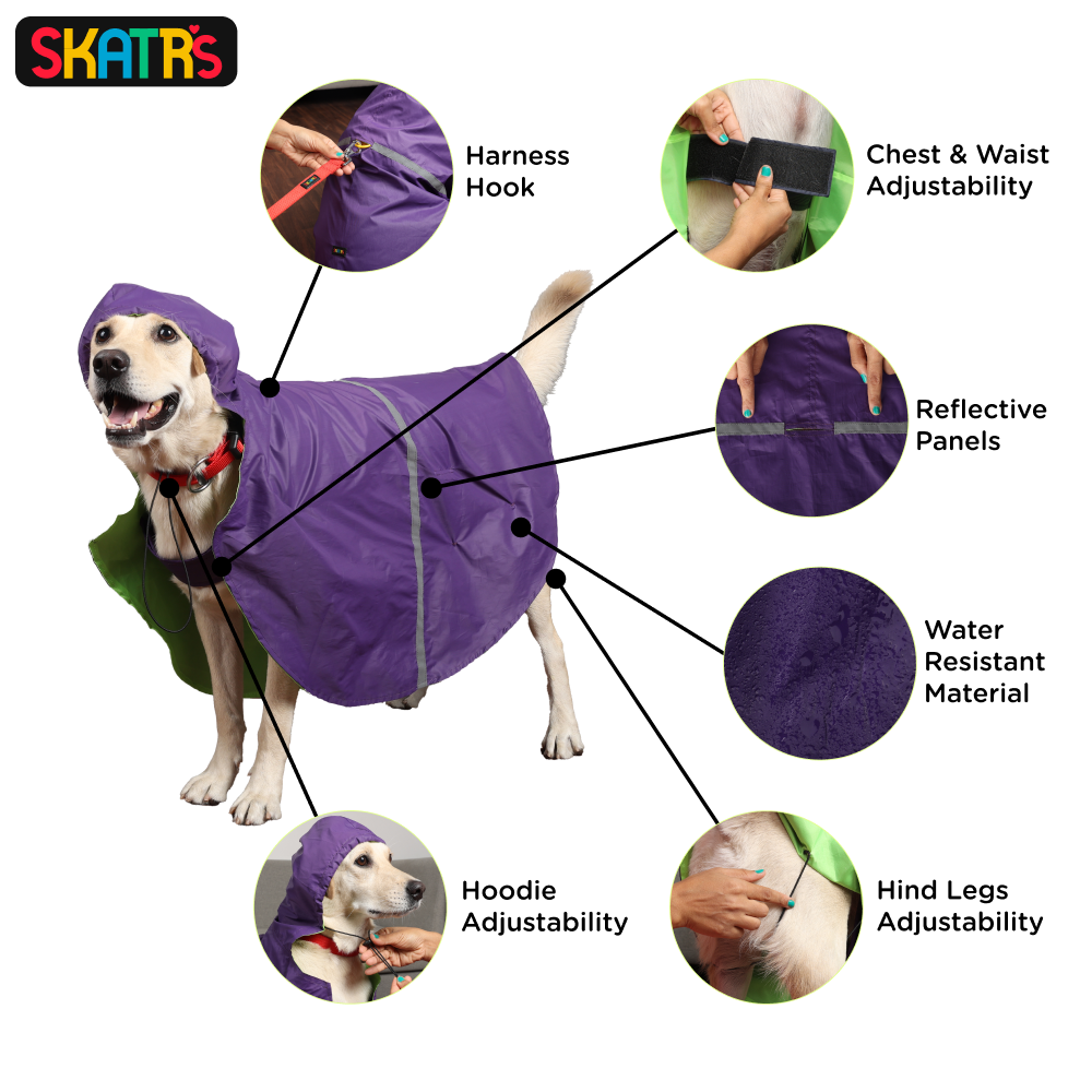 Skatrs Full Coverage Cape Style Raincoat for Dogs and Cats (Purple) image 5