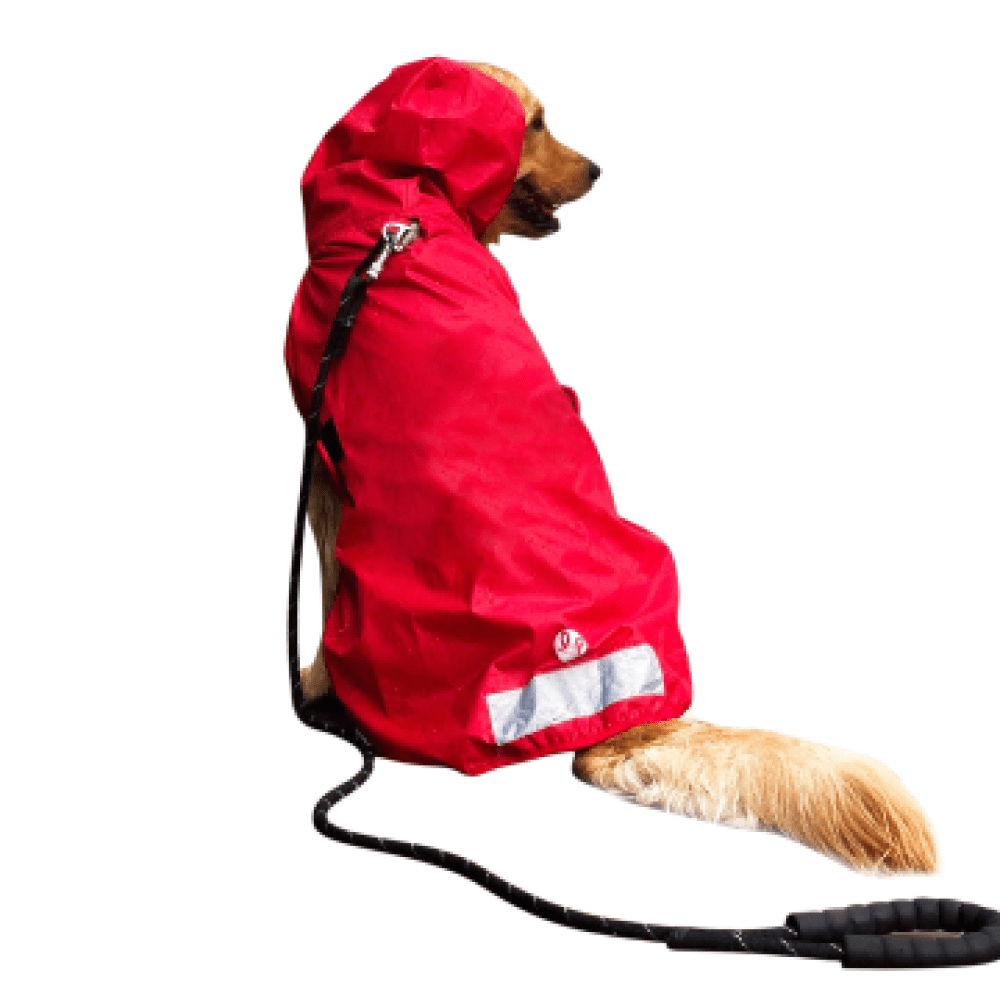 The Drizzle Deflector - Adjustable & Reflective Raincoat for Dogs by Lana Paws (Red Solid) image 2