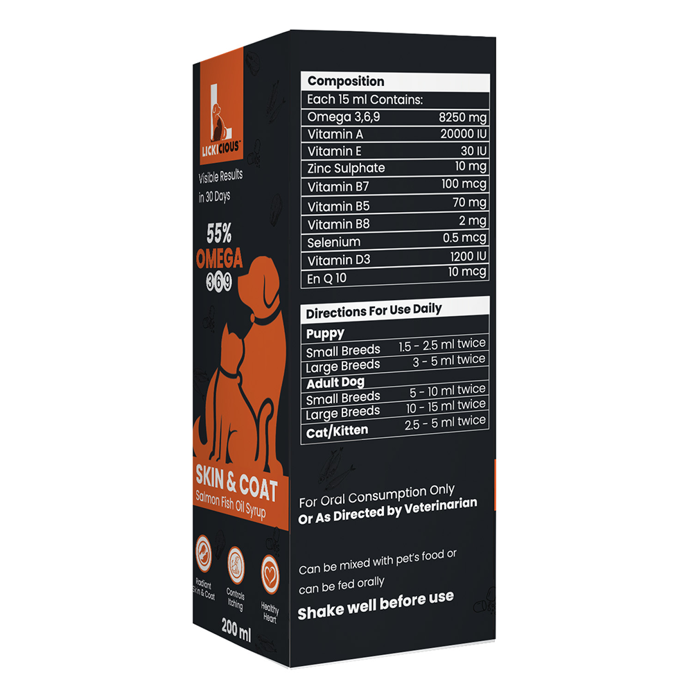Lickicious Skin & Coat Syrup with Salmon Oil Omega 3 6 9 for Dogs & Cats image 5
