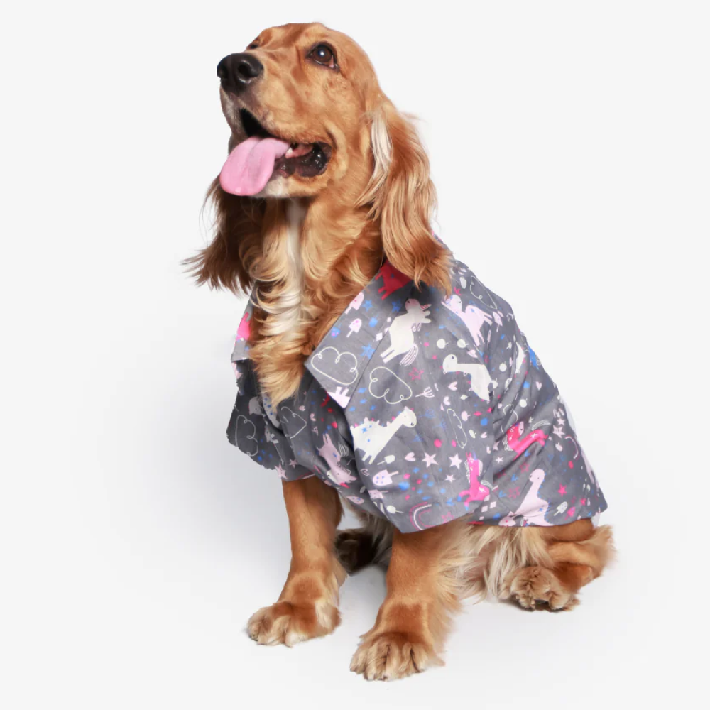 Pet Set Go Dino Wonderland Cotton Shirt for Dogs (Grey) image 2