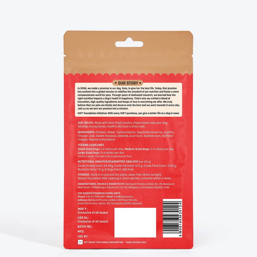 HUFT Yum Nums Real Chicken Soft & Chewy Sticks Dog Treats image 8