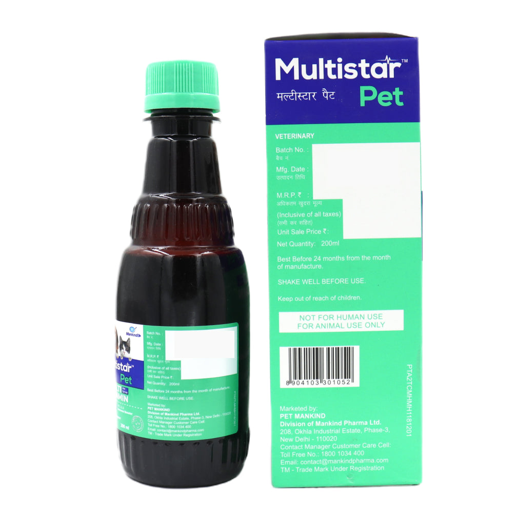 Mankind Multistar Pet Syrup Multivitamin Supplements for Dogs and Cats (200ml) image 3