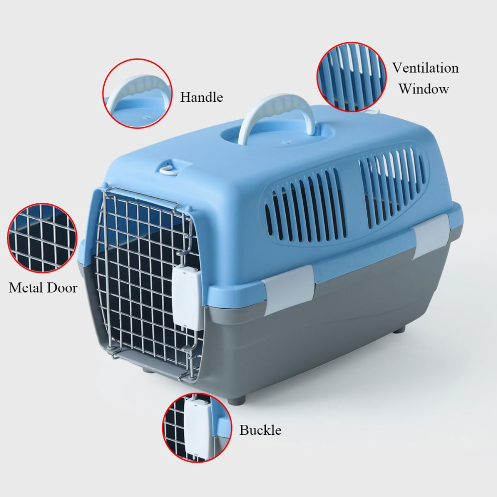 Pet Vogue Plastic Portable Carrier for Dogs and Cats (Dark Blue & Black) image 2