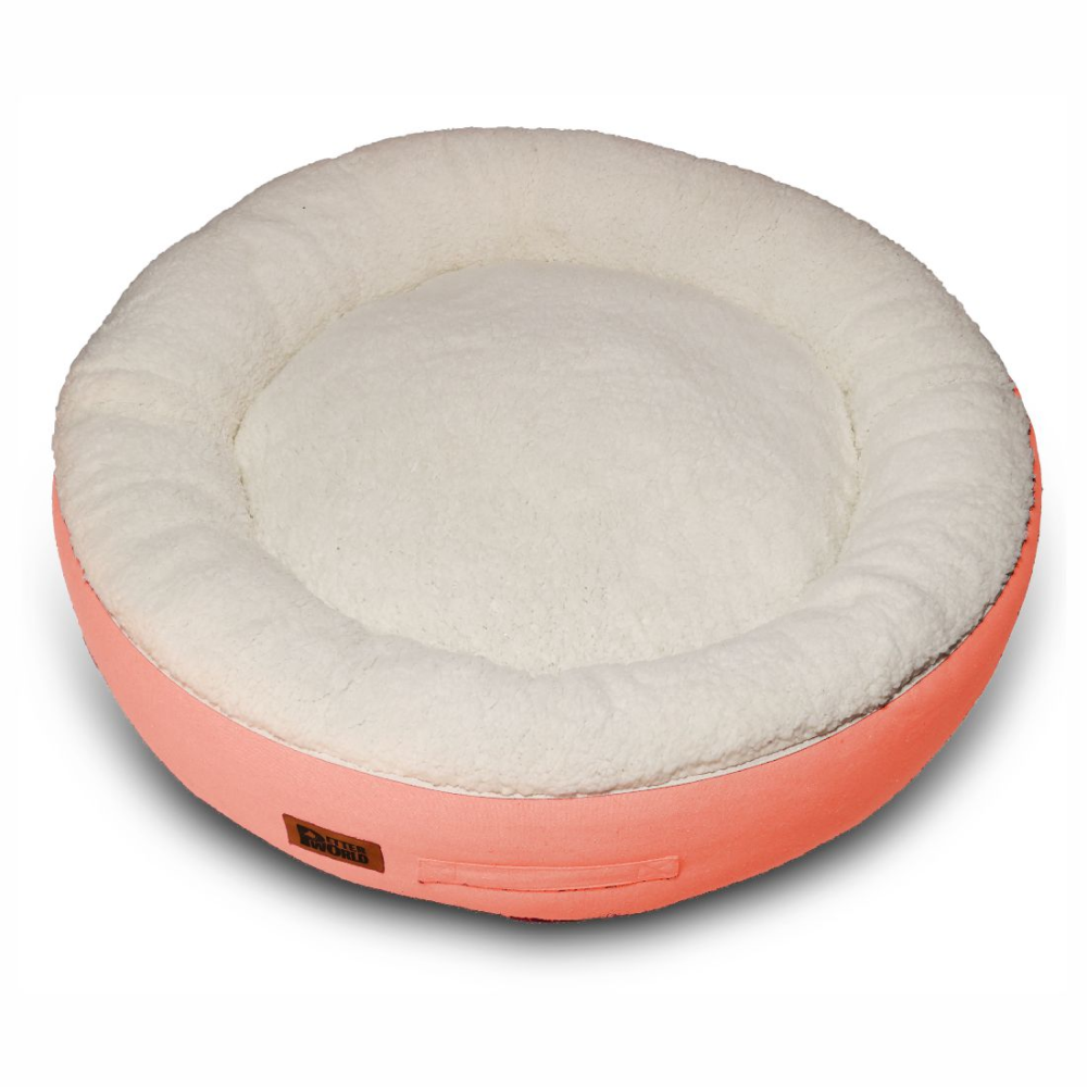 Petter World Ultra Luxury Cotton Canvas Donut Bed With Removable Sherpa Fur Cushion for Dogs (Peach Pearl) image 2