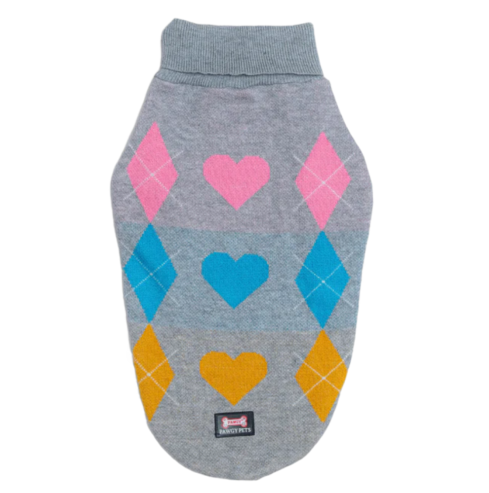 Pawgypets High Neck Cable Kint Sweater for Dogs and Cats (Grey) image 1