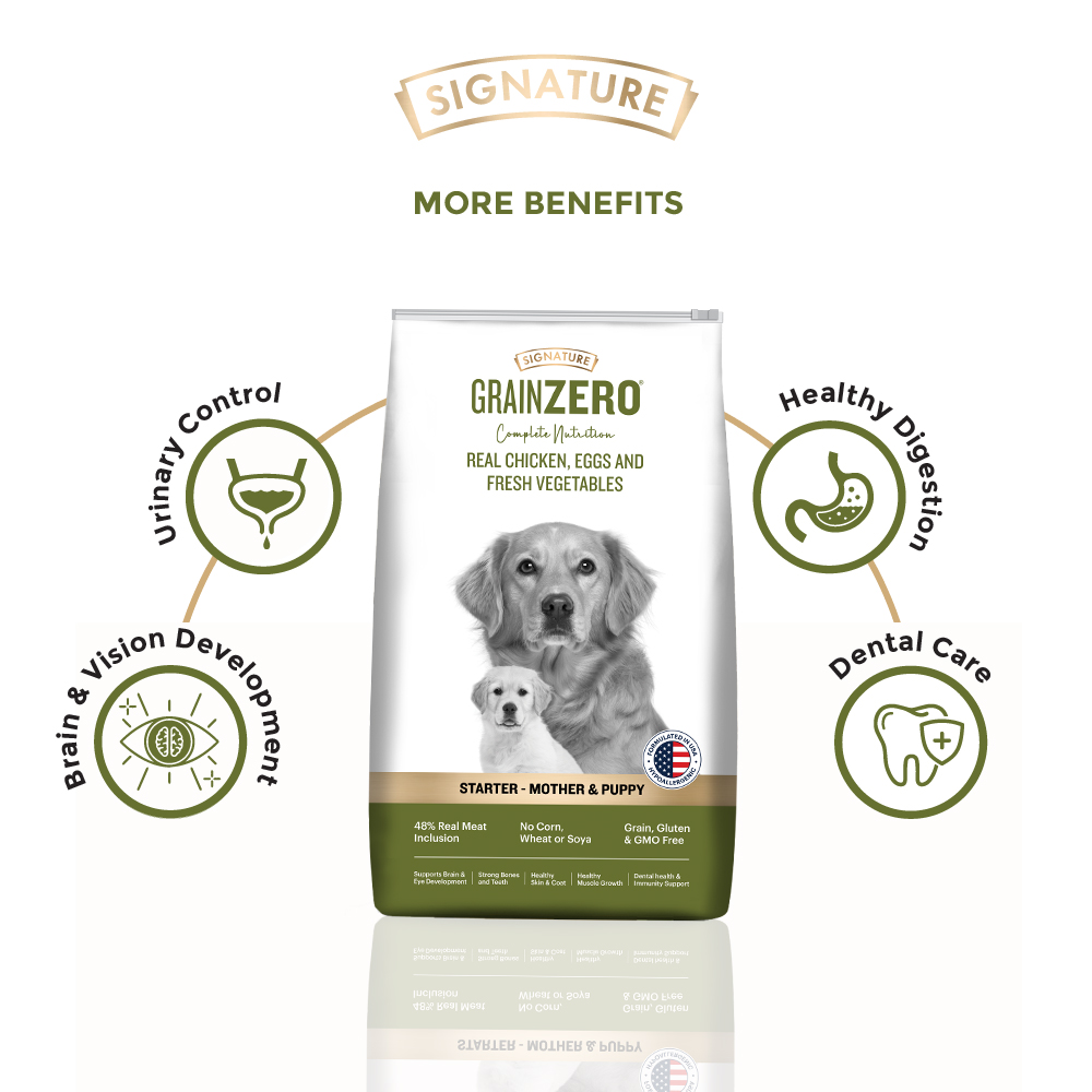Signature Grain Zero Real Chicken, Egg and Vegetables Mother and Puppy Starter Dog Dry Food image 5