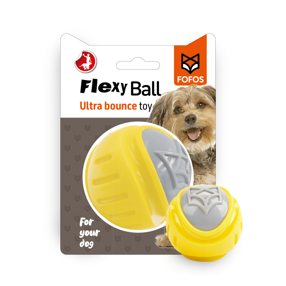 Barkbutler x Fofos Flexy Ball Ultra Bounce Toy for Dogs (Yellow & Grey) | For Aggressive Chewers image 7