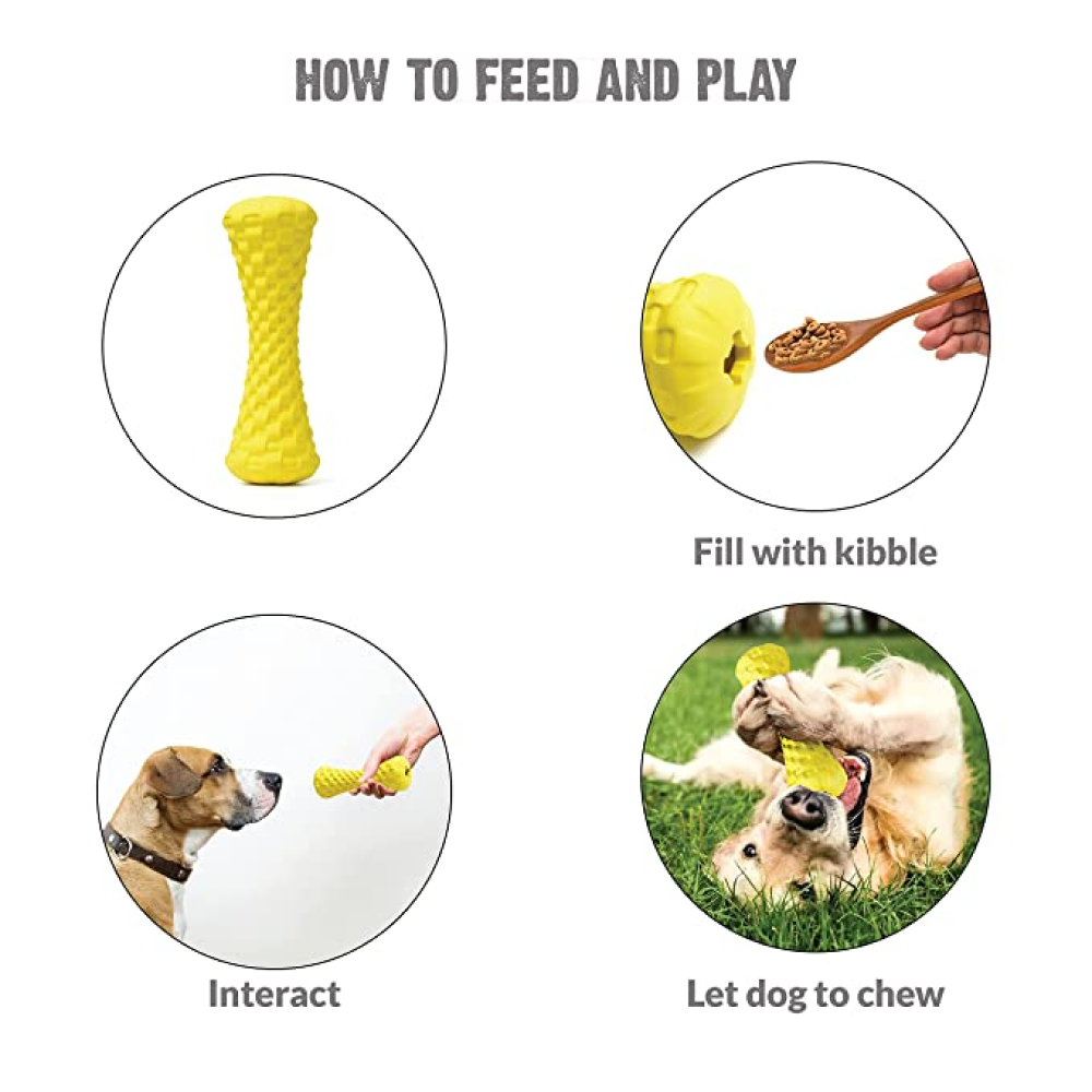 Goofy Tails Dumbbell Treat Dispensing Interactive Toys for Dogs | For Medium Chewers (Yellow) image 7