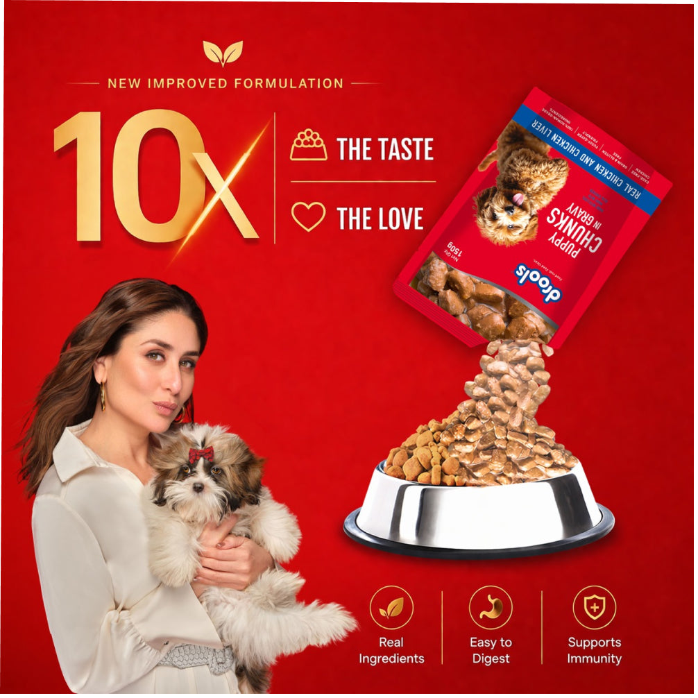 Drools Real Chicken & Chicken Liver Chunks in Gravy Puppy Dog Wet Food image 3