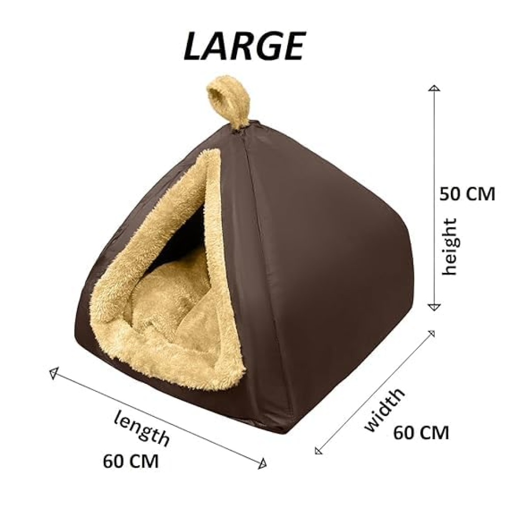 Fluffy's Washable Hut Bed for Dogs and Cats (Brown) image 4
