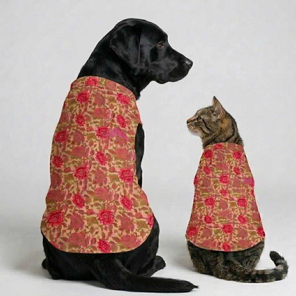 Skatrs Cotton Shirt for Dogs and Cats (Off White and Pink Lotus)
