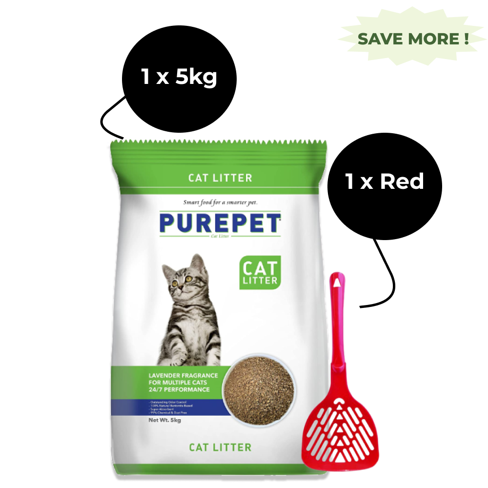 Purepet Lavender Scented Clumping Cat Litter and M Pets Basic Cat Litter Scoop (Red) Combo image 10
