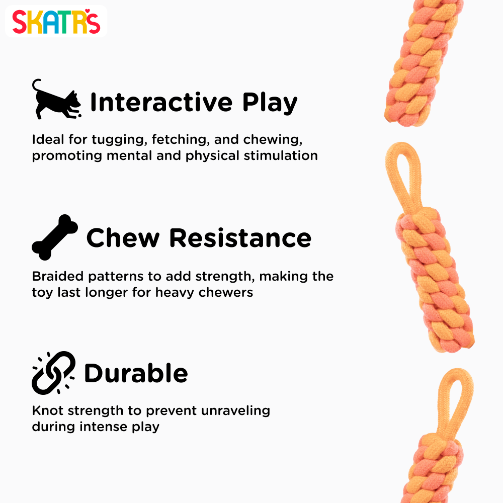 Skatrs Dummy Knotted Rope Chew Toy for Dogs and Cats (Pink/Orange) image 3