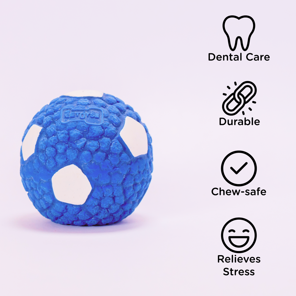 Skatrs Latex Football Toy for Dogs and Cats (Blue & White) image 3