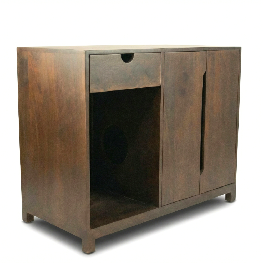 FurryLiving Paco Litter Cabinet for Cats (Dark Brown) image 2
