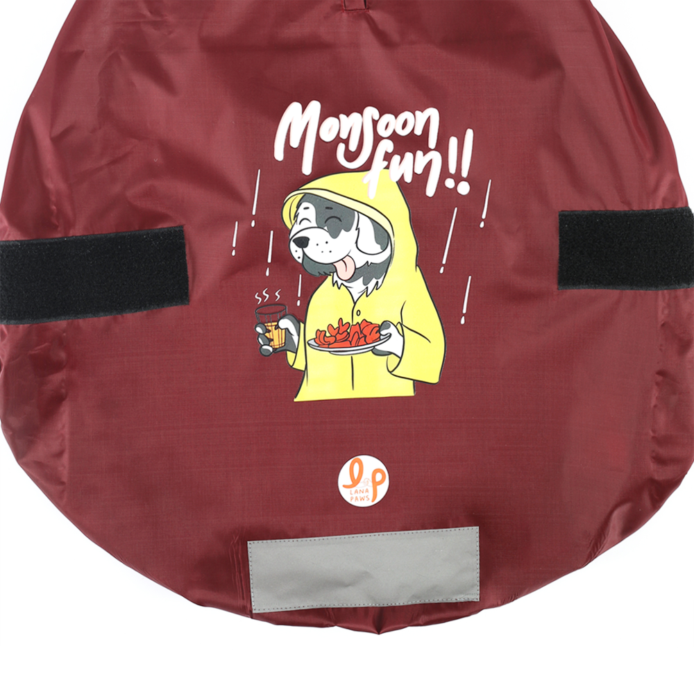 Fun Printed Raincoat for Dogs by Lana Paws (Maroon) image 3