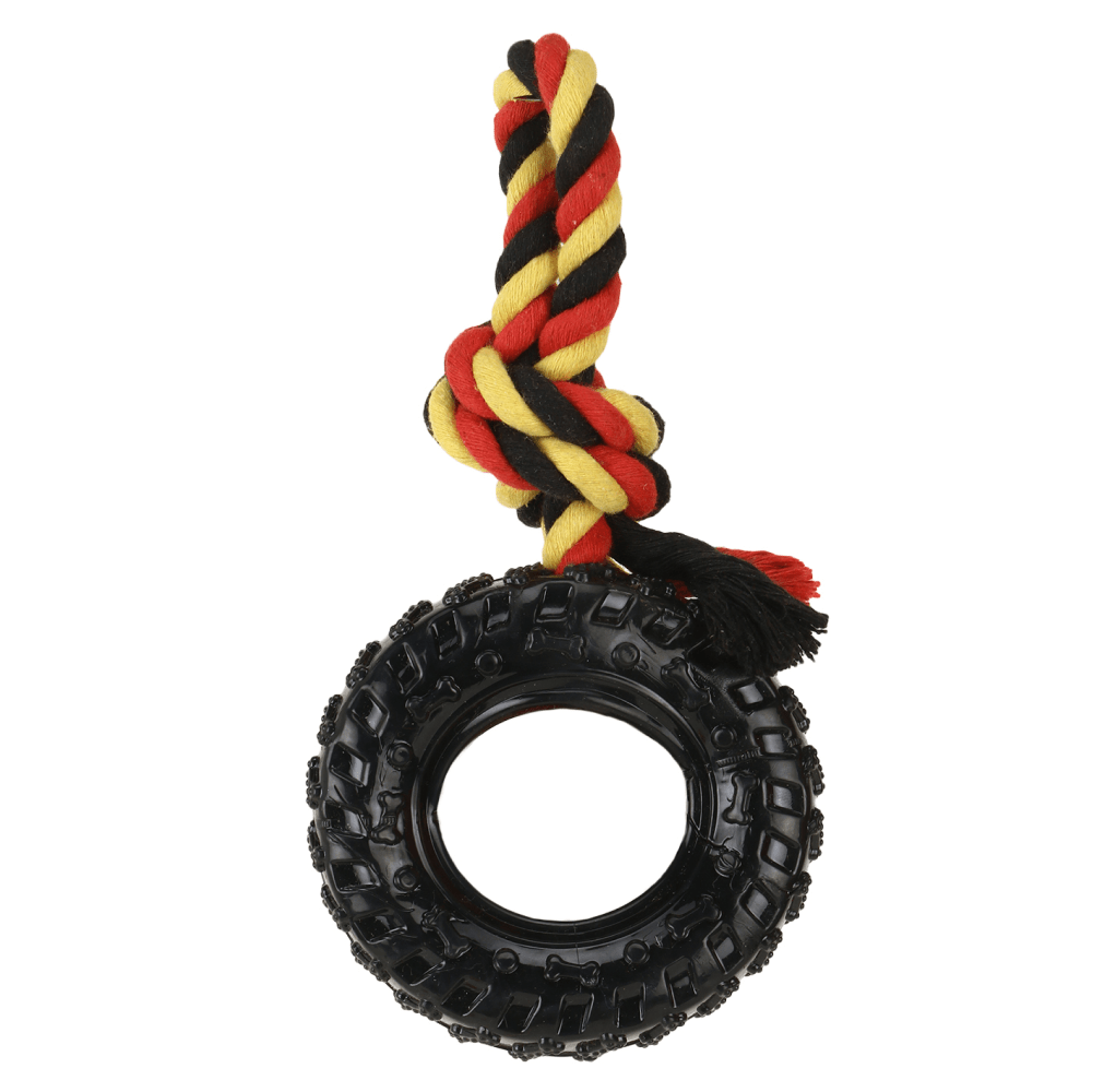 Basil Rubber Tyre with Cotton Rope for Dogs image 1