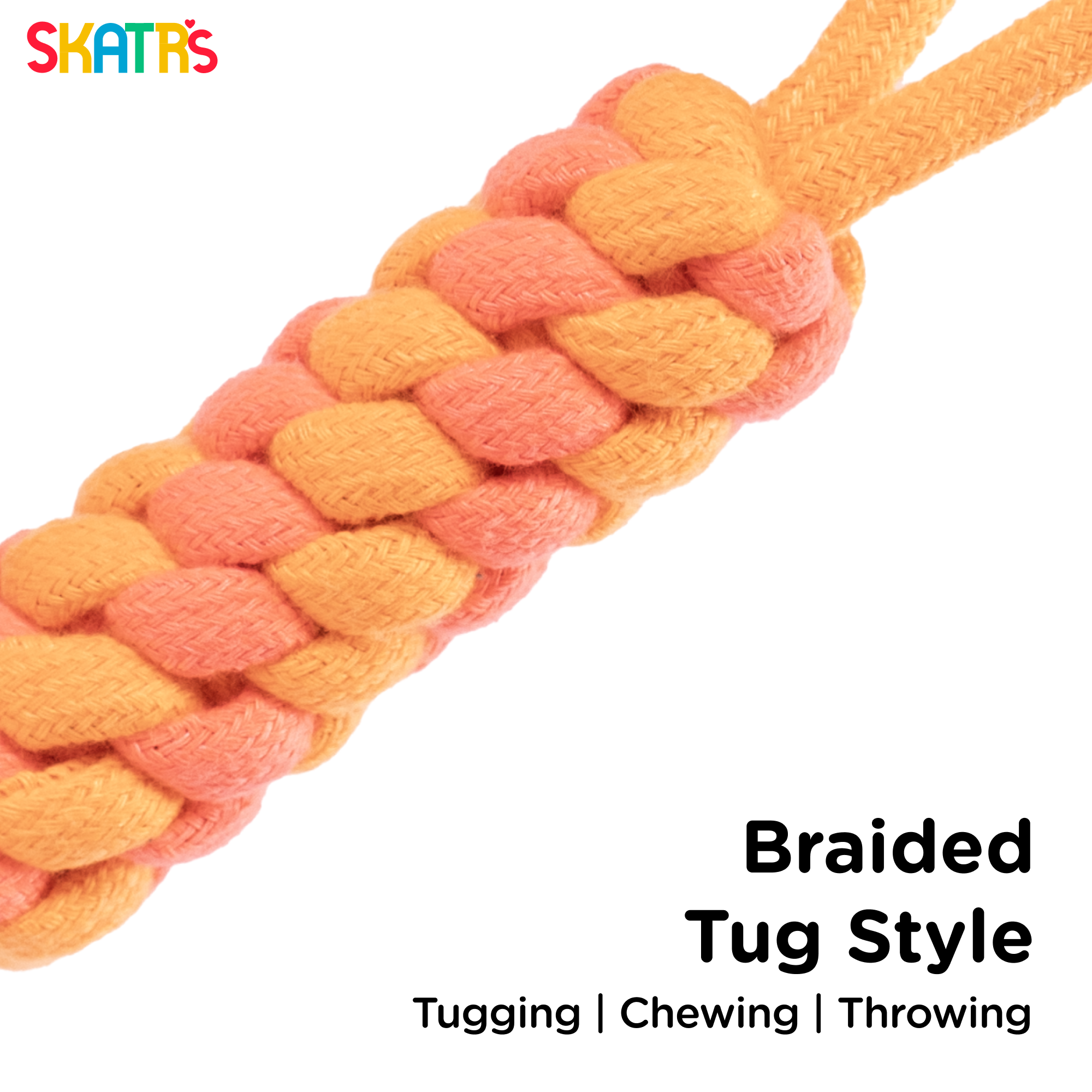 Skatrs Dummy Knotted Rope Chew Toy for Dogs and Cats (Pink/Orange) image 2