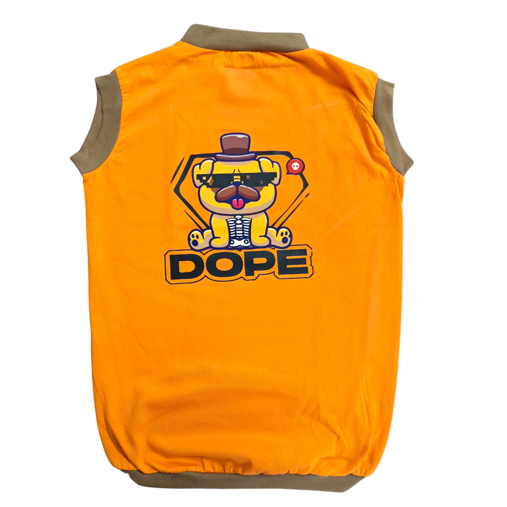 Cheeku Dope Graphic Cotton T Shirt for Dogs and Cats (Orange) image 2