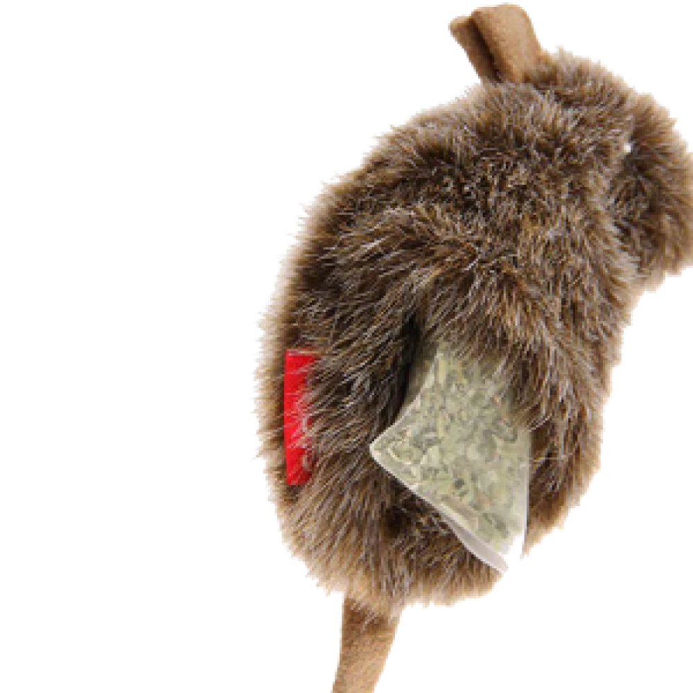 GiGwi Mouse Refillable Catnip with 3 Catnip Teabags in Ziplock Bag Toy for Cats (Brown) image 3