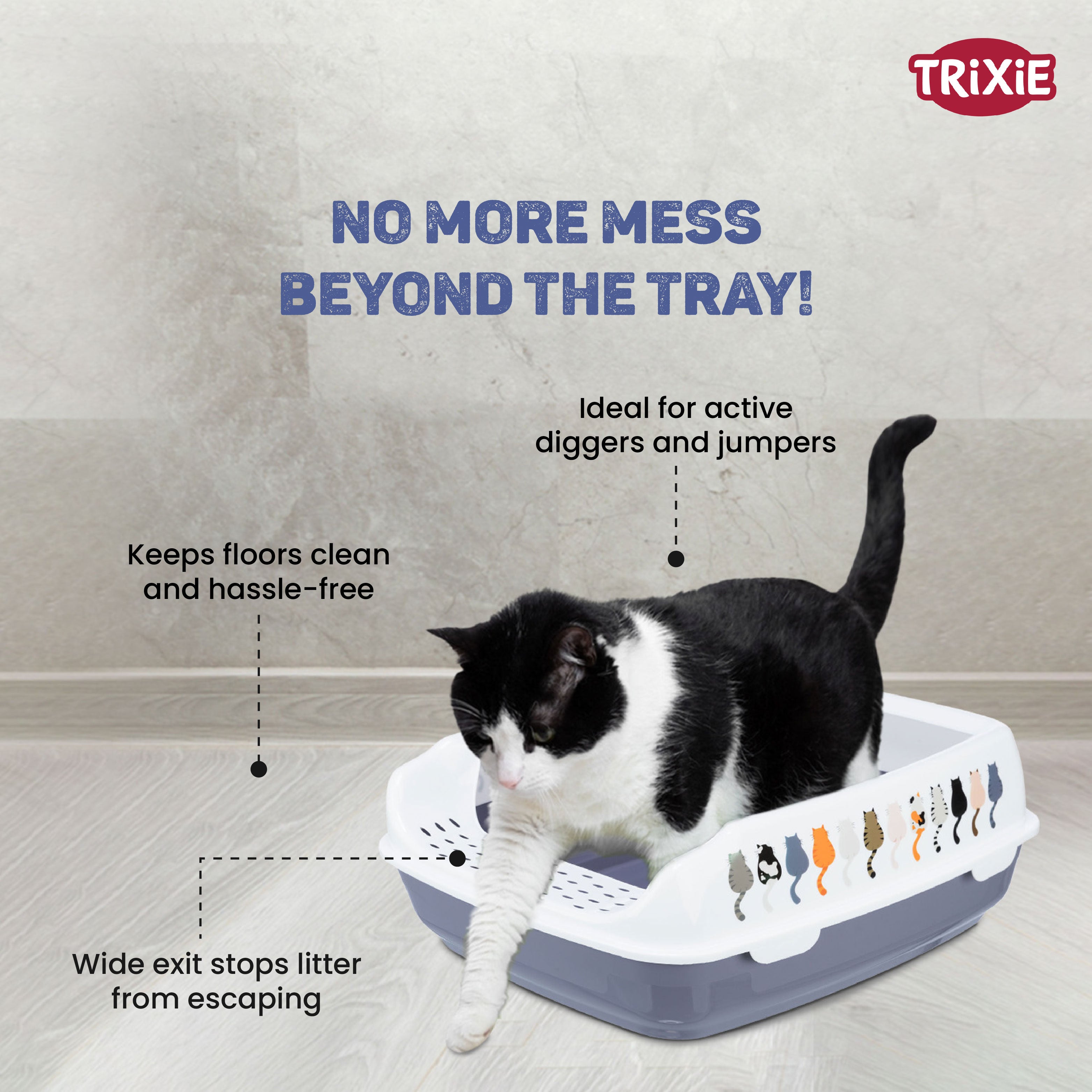 Trixie Delio Litter Tray with Rim for Cats (Grey/White) image 4